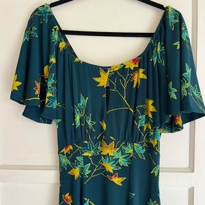 Pinup Couture green flutter sleeve off the shoulder dress Sz S